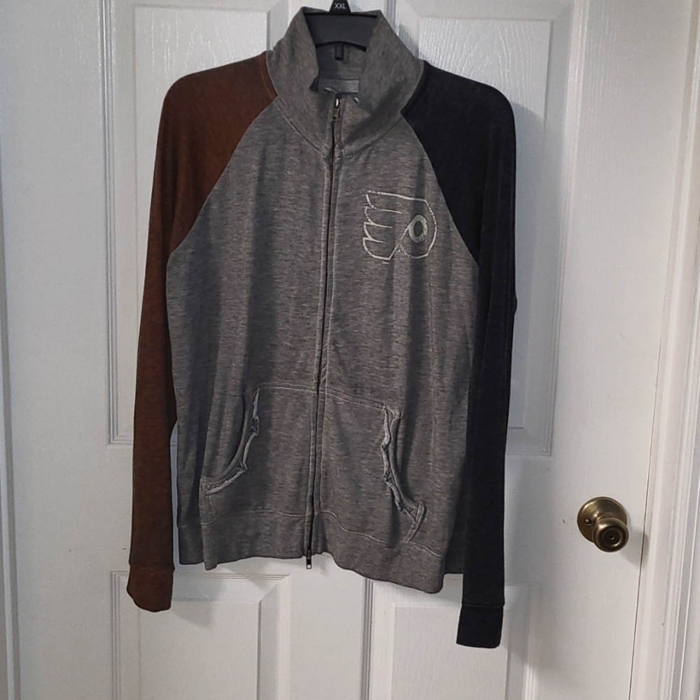 Touch By Alyssa Milano NHL Flyers Double Zip Up Long Sleeve Heathered Colors XL